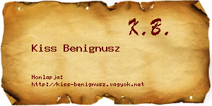 Kiss Benignusz névjegykártya